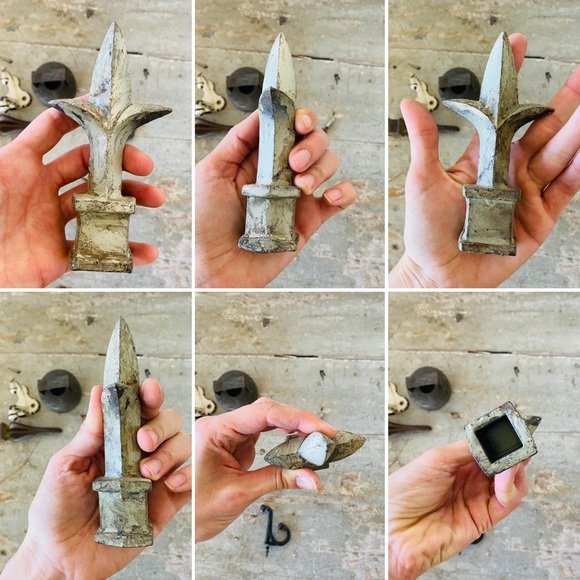 ♥️ Vintage ♥️ Old Metal Fleur De Lis - White Chippy Wall Hook - Junk Drawer Lot - Picture 3 of 7